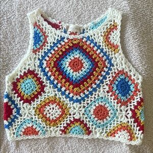 NWOT ALTAR’D STATE Colorful Crochet Sleeveless Top SIZE XS